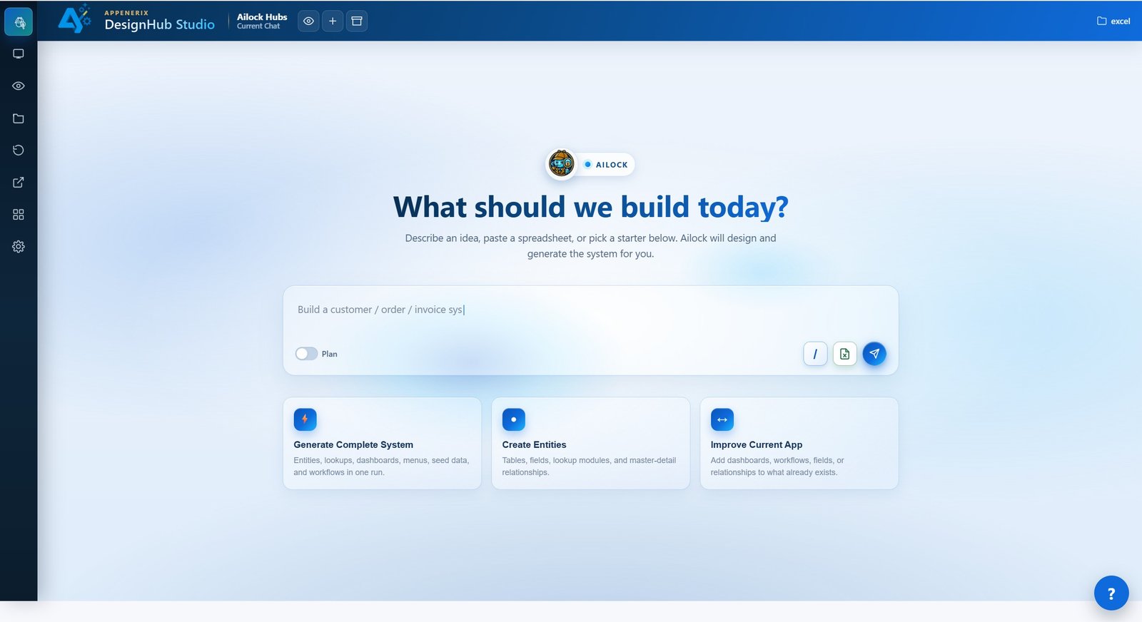 AppeneriX design screen